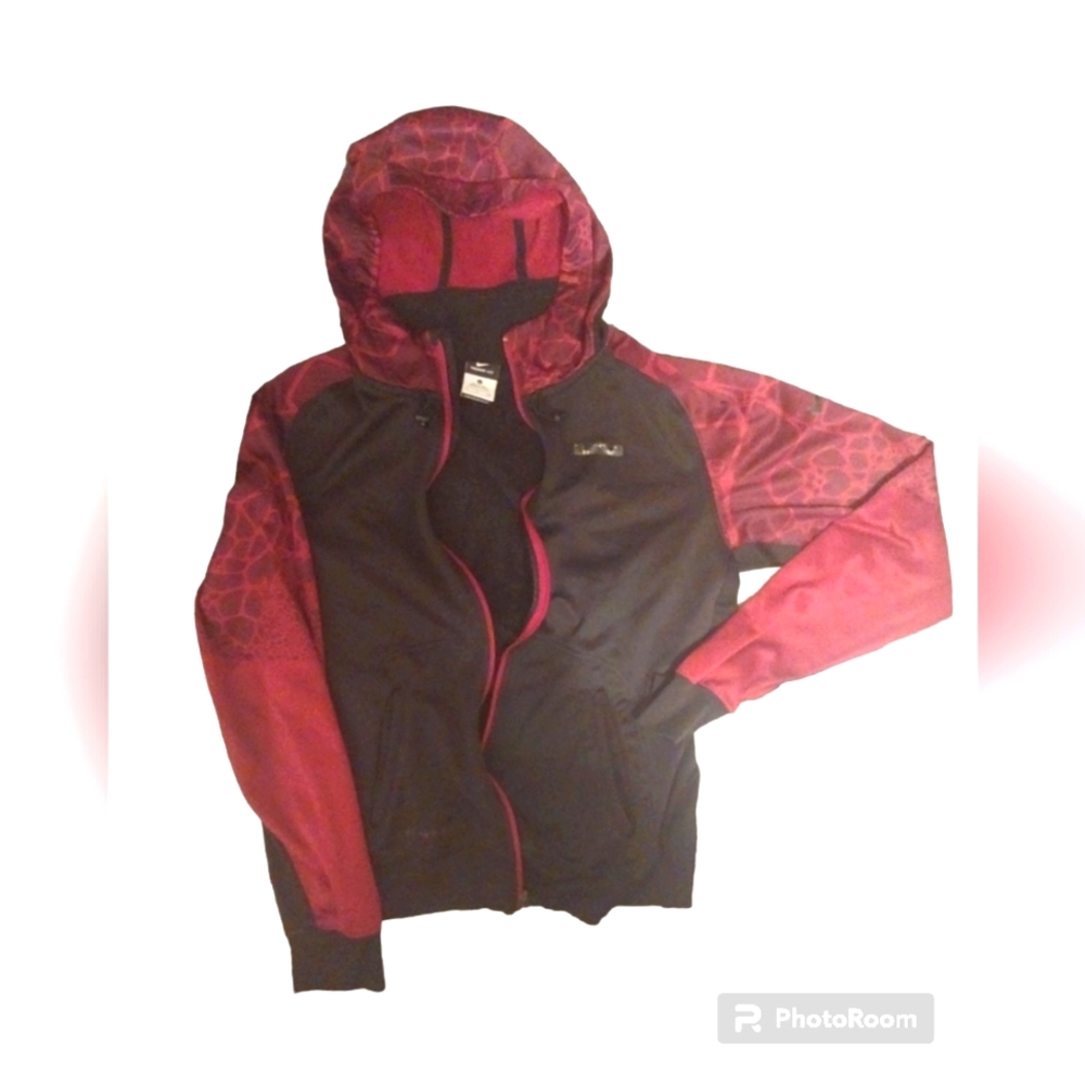 Nike Lebron James Therma Fit Burgundy and black Zip Up Hoodie